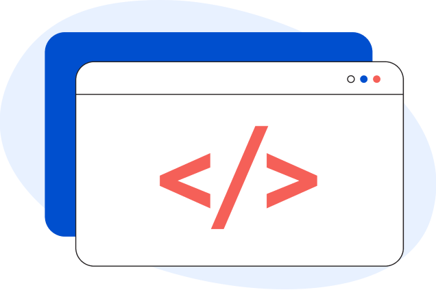 Illustration einer generischen Webseite mit zwei hakenförmigen Klammern