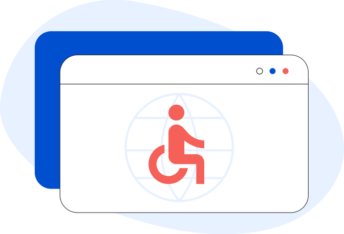 Illustration einer unbestimmten Webseite mit einem Icon eines Menschen in einem Rollstuhl innerhalb