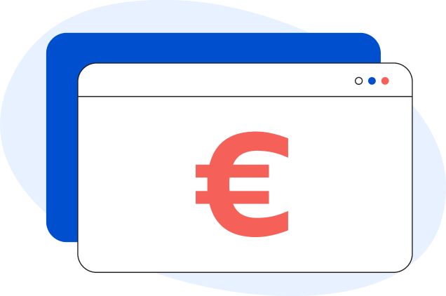 Illustration einer allgemeinen Webseite mit dem Euro-Symbol darin