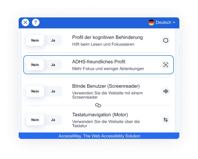 AccessiWay-Schnittstelle mit ADHS-freundlichem Profil ausgewählt